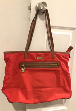 Michael Kors zip tote in red-orange