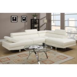 White Faux Leather Sectional Sofa 