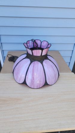 Pink Pur.ple Stained Glass Swag Pendant hanging Lamp Shade