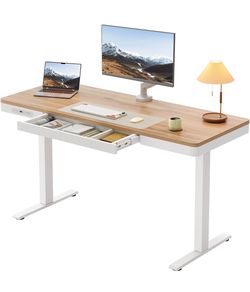 🔥 55 Inch Electric Standing Desk, Height Adjustable Table with Storage, Sit Stand Desk with Charging Station for Home Office, Computer Workstation, M