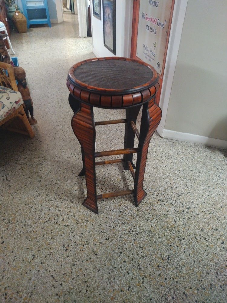 Bamboo Rattan Accent Table 