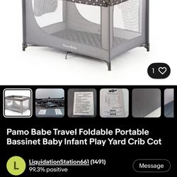 Pamo Babe Travel Foldable Portable Bassinet Baby Infant Play Yard Crib Cot
