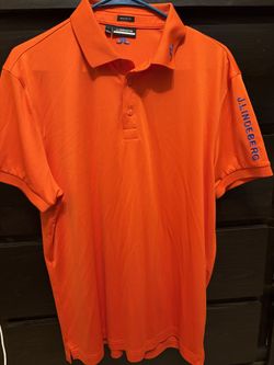 J.Lindeberg Bright Orange Short-Sleeve Polo Large