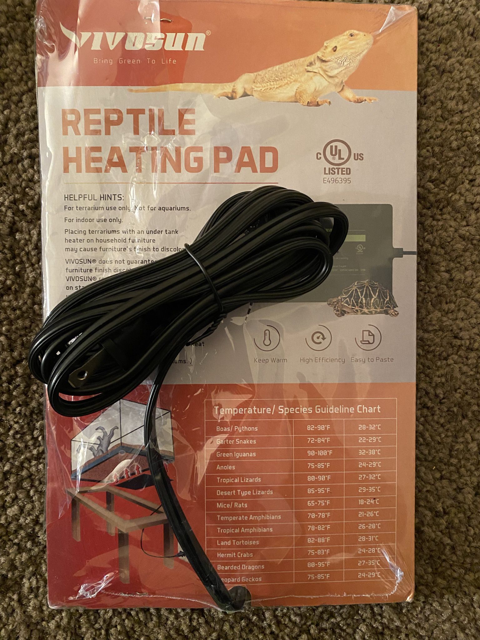 VIVOSUN 6”X8" Reptile Heat Mat Under Tank Heating Pad  Pets Pad 4-24W