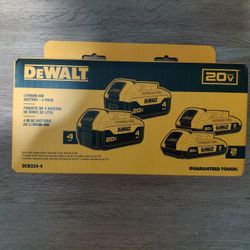 Dewalt 20V MAX DCB324-4 Lithium Ion 2AH and 4AH Battery Combo 4 Pc