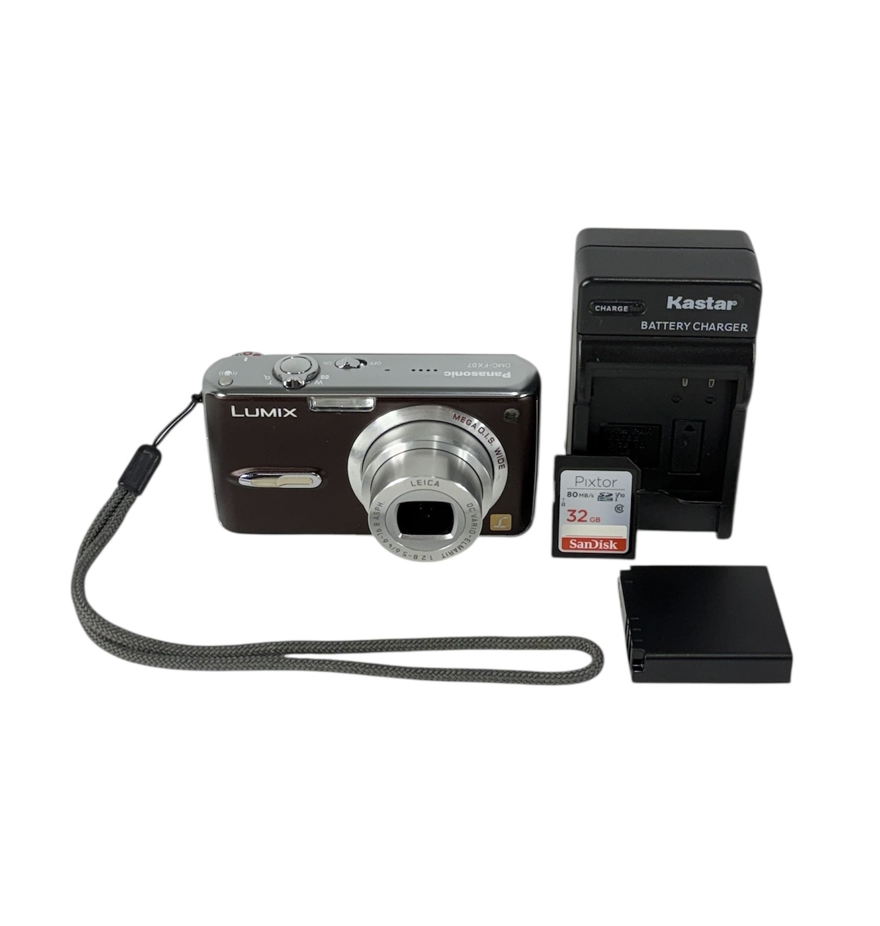 Panasonic Lumix DMC-FX07 Brown 7.2MP Digital Camera with 32GB Memory & Battery