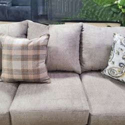 New Fabric Upholstered Beige 2-Piece Sectional