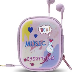Kids Earbuds for Back to School with Storage Case, Kid Size Wried Earphones with Mic Microphone, in-Ear Wire Earphones to Boys Girls Headphones Gifts 