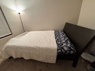 Dark Brown Wood Queen Bed Frame