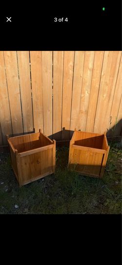 Set of 2 Fir Wood Square Planter Boxes