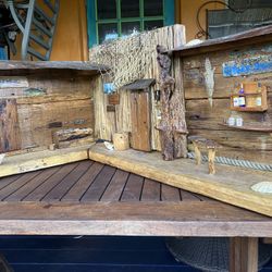 Driftwood Art Bar Scene Diorama. 30”L X13”HX17.5”D Hanging Corner Or Shelf Display
