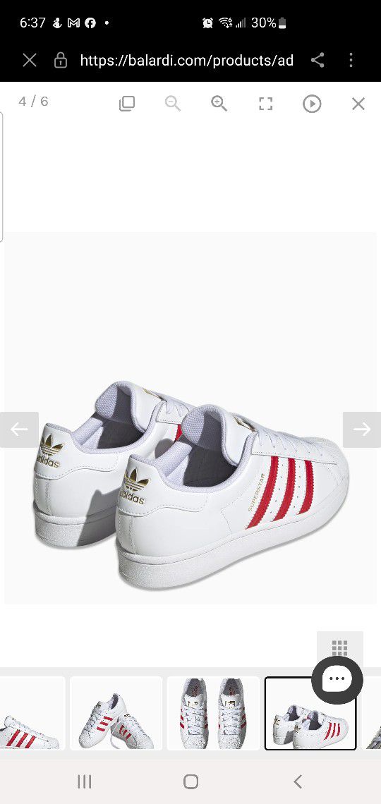 Adidas Originals White/Red Superstar Sneakers