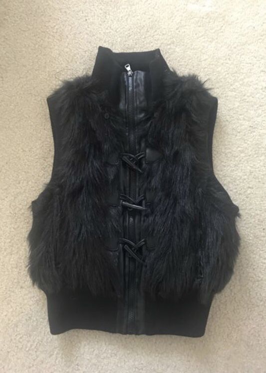 leather - fur vest , size S-M
