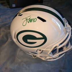 Jordan Love Auto Speed Replica Helmet Beckett Authentication 