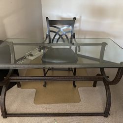 🌵 MOVING. NEED GONE🌵 Metal and Glass Desk, Chair, File Cabinet Set