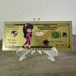 24k Gold Foil Plated plum pudding Strawberry Shortcake Banknote Cartoon Collectible