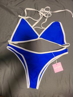 2 piece bikini blue and white