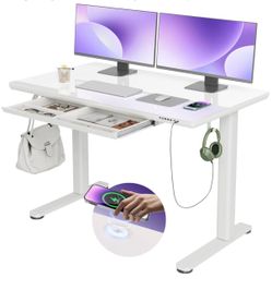 NEW! White modern desk with wireless charging