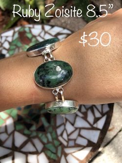 Ruby Zoisite sterling silver bracelet 8.5”