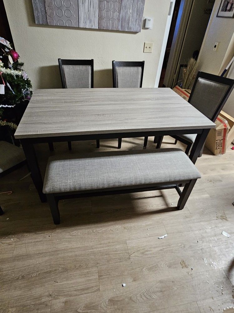 Brand New Dining Set Table, 4 Chairs & Bench $469