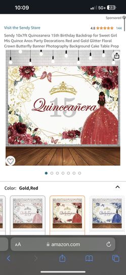 Quinceanera 15 Gold/Red Banner