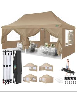COBIZI 10x20 Pop Up Canopy with 6 Sidewalls, Conical Party Tent 10x20 with 3 Adjustable Height Waterproof, UV-Resistant with Carry Bag, Sandbag, Stake