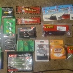 Fishing Tackle:( Lures, Bobbers, Line ,& Bait) All Are NEW. 