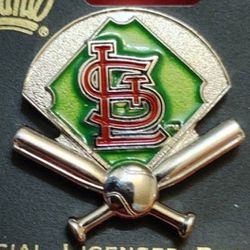 St. Louis Cardinals Vintage (2013) "CROSSED BATS & DIAMOND" Lapel/Hat/Tie Pin By Aminco (New On Card) GREAT FOR HATS!💣Please Read Description.