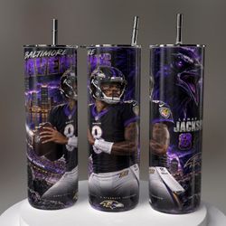 Baltimore Ravens Lamar Jackson #8 Skinny Tumbler