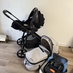 4in1 Cybex Cloud Q Car Seat and Base with Mompush Stroller 