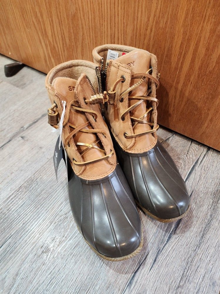 New Women Sperry Fleece Lined Winter Rain Boots 8.5
