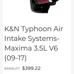 K&N typhoon Air Intake Nissan Maxima 3.5 V6 09-17
