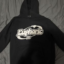 EUPHORIC 777 Black Puff Print Hoodie