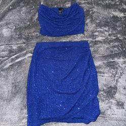Windsor Blue Sequin Midi Skirt Set 