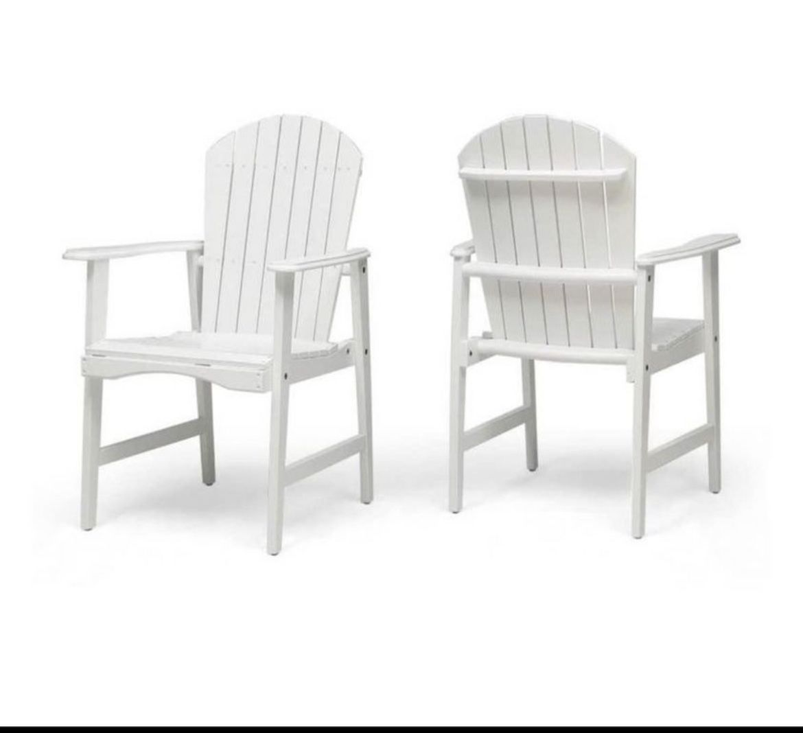 Ariel Outdoor Weather Resistant Acacia Wood Adirondack Dining Chairs, Set of 2,