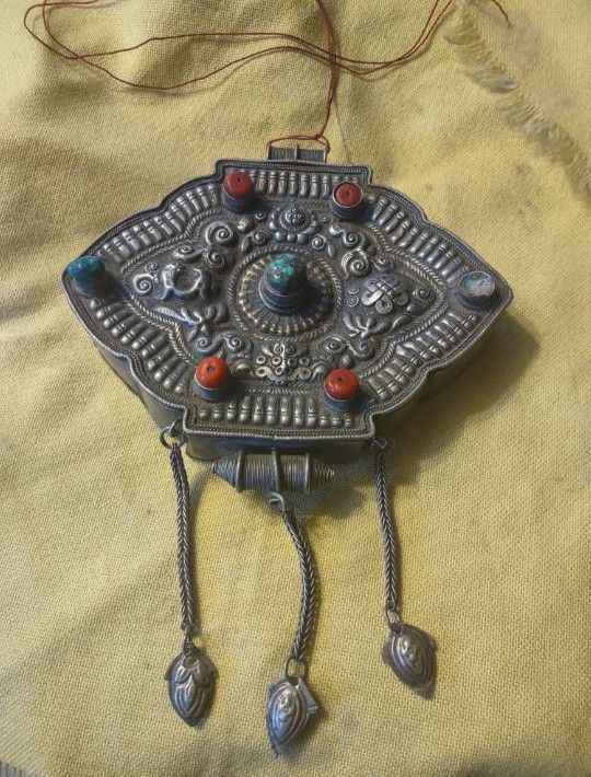 19th Century Tibet Buddhism Trinket Box Great Shape