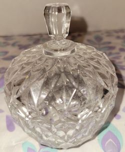 Vintage diamond cut crystal sugar bowl