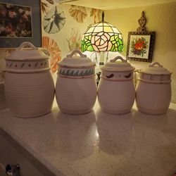 Vintage Taos Treasure Craft ceramic canisters Set of 4