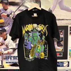 Vintage 90s Texas Mardi Gras Single Stitched T-Shirt Men’s Size L Black USA Made  
