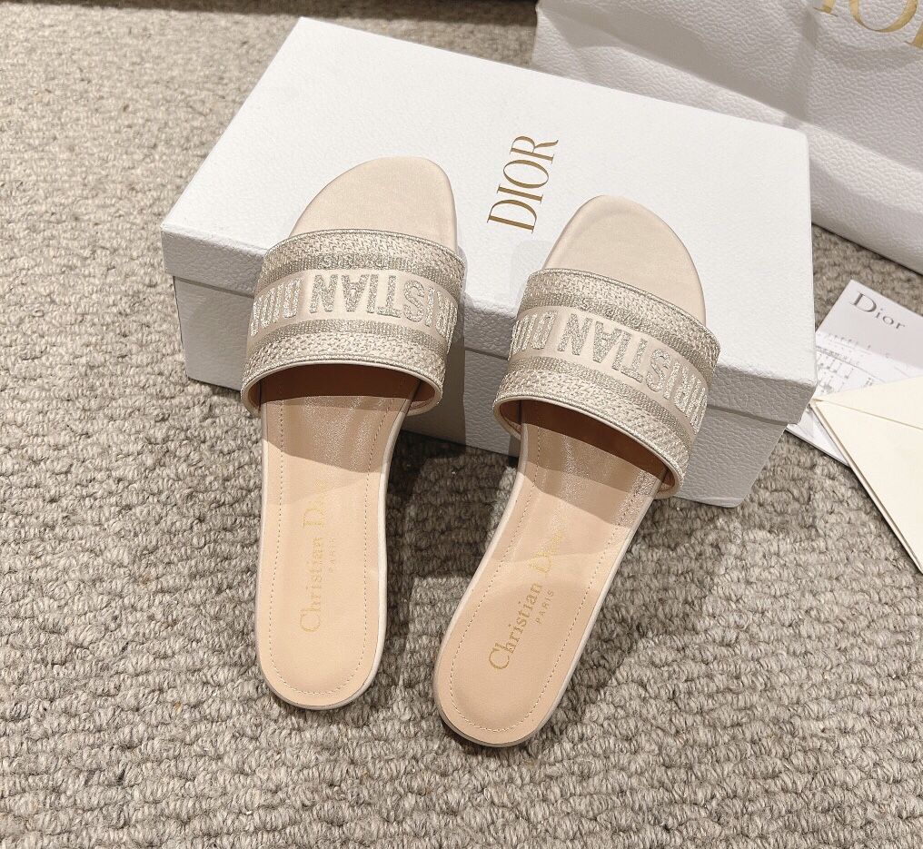 Dior letter webbing design flat cool slippers(off23)