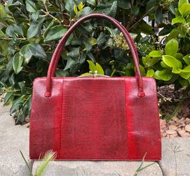 Rare Vintage Exclusive Waldybag raspberry red lizard skin handbag (Pick Up Only Highland Park 90042)