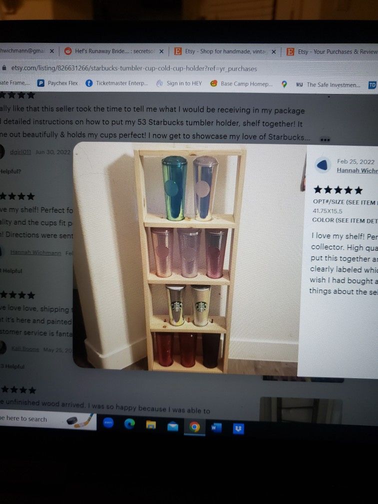 Starbucks Tumbler Cup Holder Rack Shelf Display