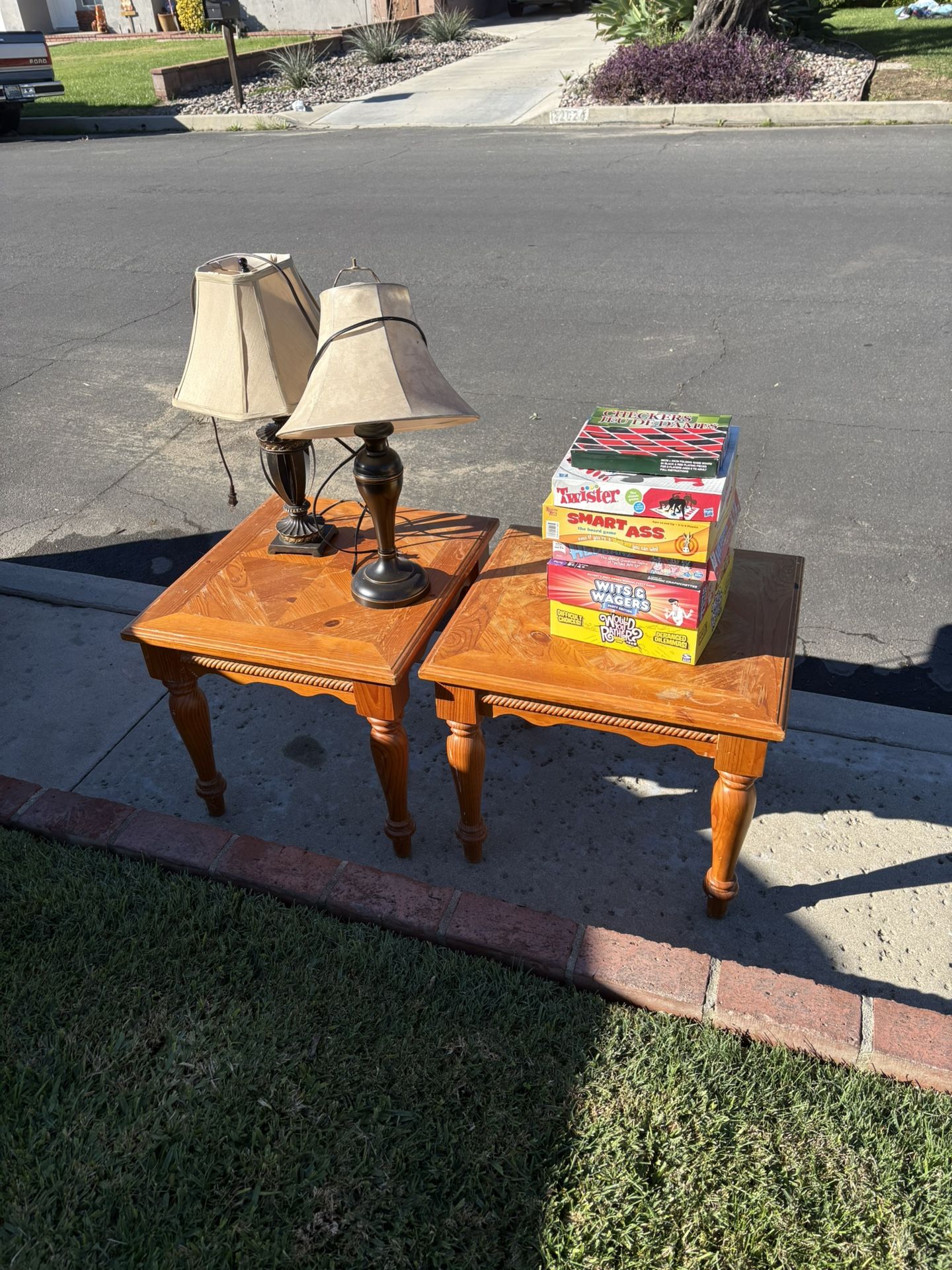 FREE - Assorted Games, 2 End Tables, 2 Lamps