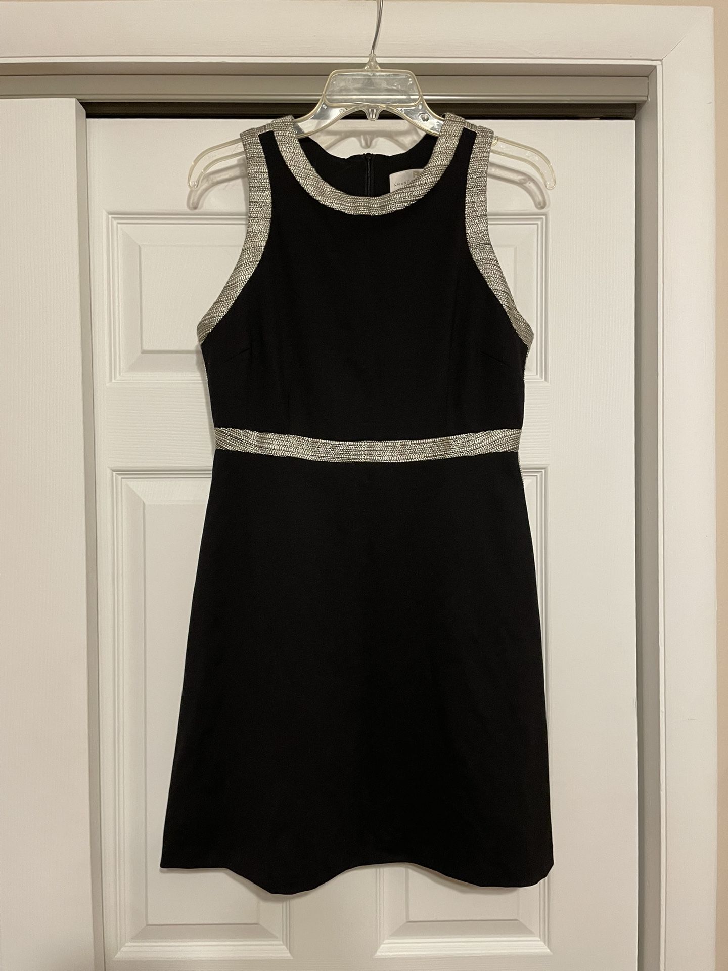 Brand New Amanda Uprichard Black w/Silver & Gold Trim Dress - Size Medium