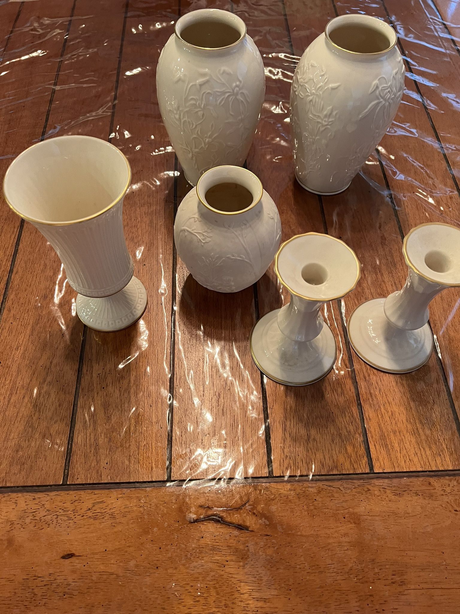 Lenox Gold Rimmed Vases and Candlesticks Collection