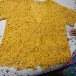  Yellow Chaleco Tejido