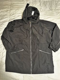 Black Hooded Windbreaker Rain Jacket