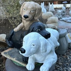 New Set Of 3 Dogs Made Out Of Cement Perfect Gift 🎁 