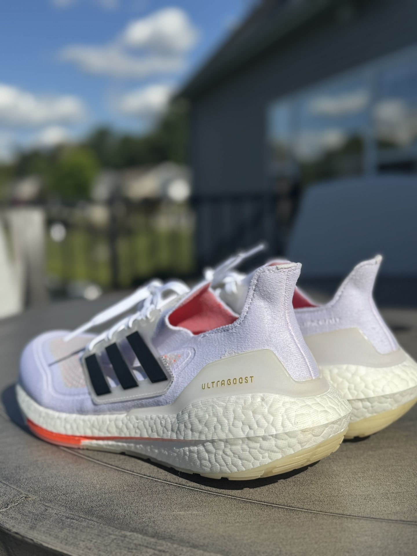 Adidas Ultraboost 21 Primeblue - White/Black/Red | Men’s Size 12 | Sustainable Comfort