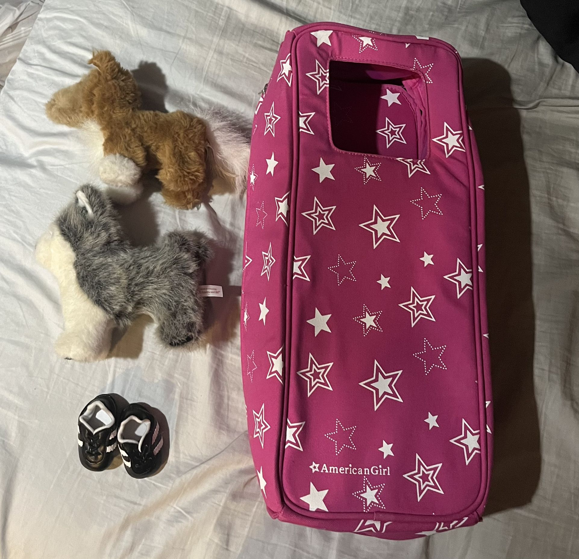 American Girldoll Carrying case w/ dogs and cleats